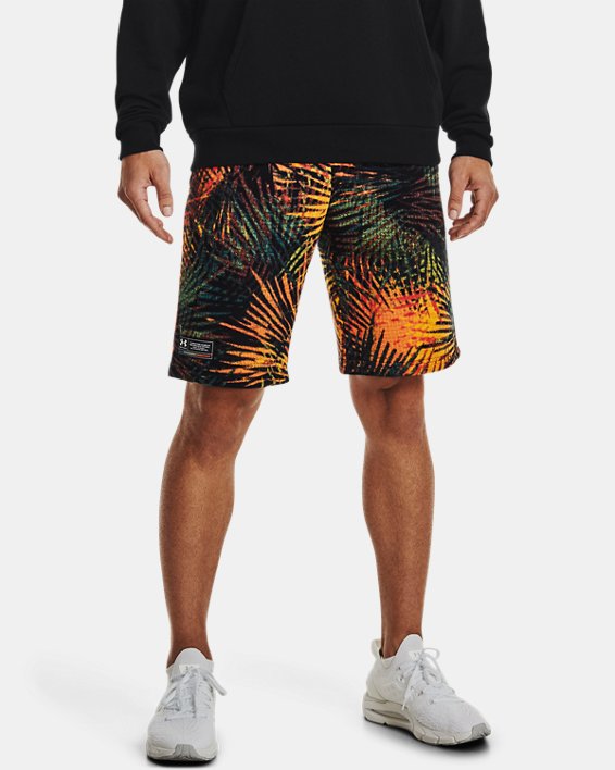 Men's UA Rival Fleece Sport Palm Shorts, Orange, pdpMainDesktop image number 0